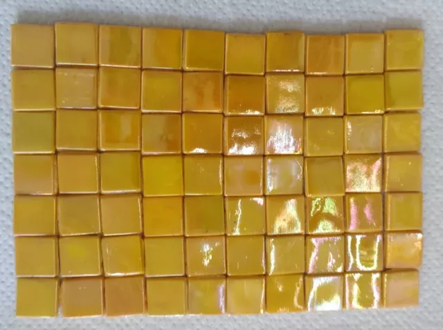 Neu Mosaiksteine 70 Stück ca. 15x15mm Gelb Glänzend Fliesen Kacheln Glassteine