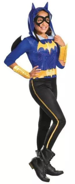 Girls Batgirl DC Comics Jumpsuit Mask Belt Gauntlets 5 Pc Halloween Costume- 4/6