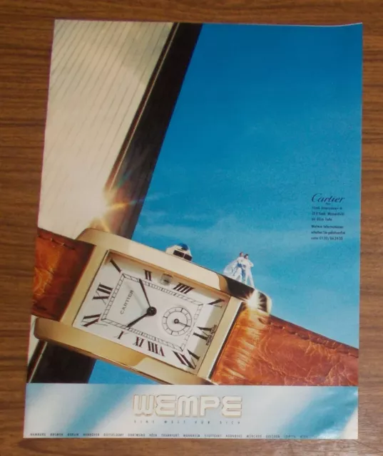 Seltene Werbung vintage CARTIER TANK AMERICAINE Uhr - Wempe 1993