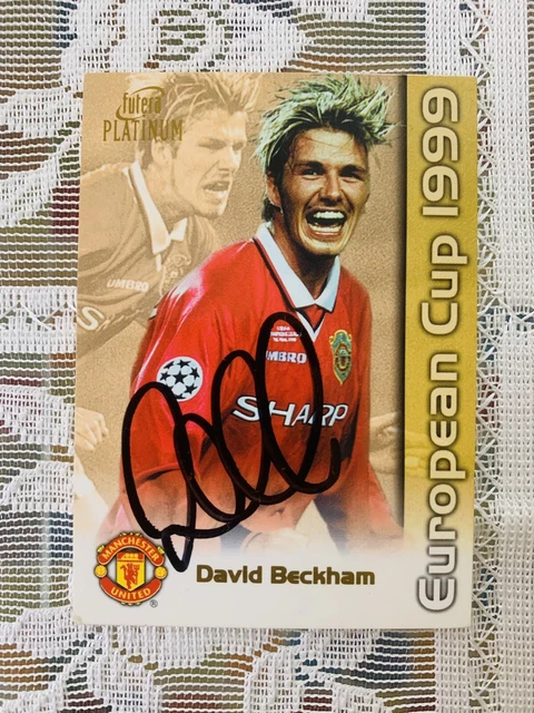 AUTOGRAPHE SIGNÉ À la main David Beckham Man United Euro Cup. Carte ...