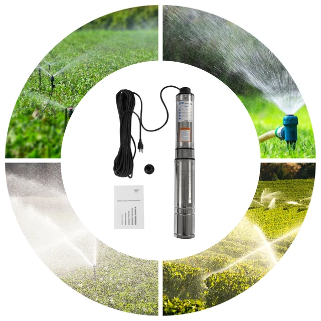 3420r/min 0.5HP 370W Submersible Pump 3.6m³/h Stainless Steel Deep Well Pump