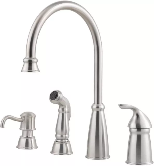 Pfister Avalon Kitchen Faucet w/Side Sprayer Soap Dispenser Stainless GT26-4CBS