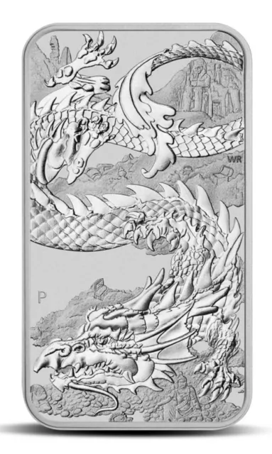 2023 Australia Perth Mint 1 oz Silver Dragon Bar Rectangular Coin in capsule