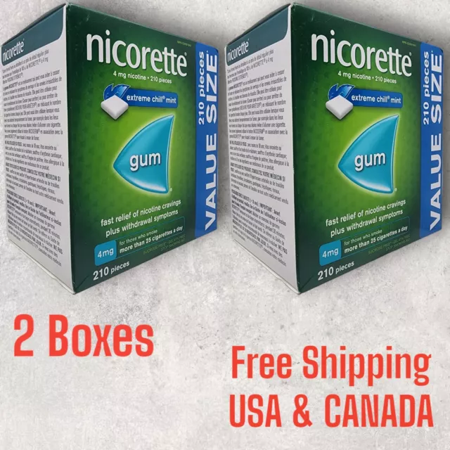 Nicorette Nicotine Gum 4mg 420 Pieces Extreme Chill Mint 2 Boxes Long EXP 2025