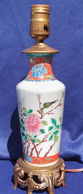 Art Deco Republic Chinese Lamp Vase Original Famille Verte Vibrant Colors Rare