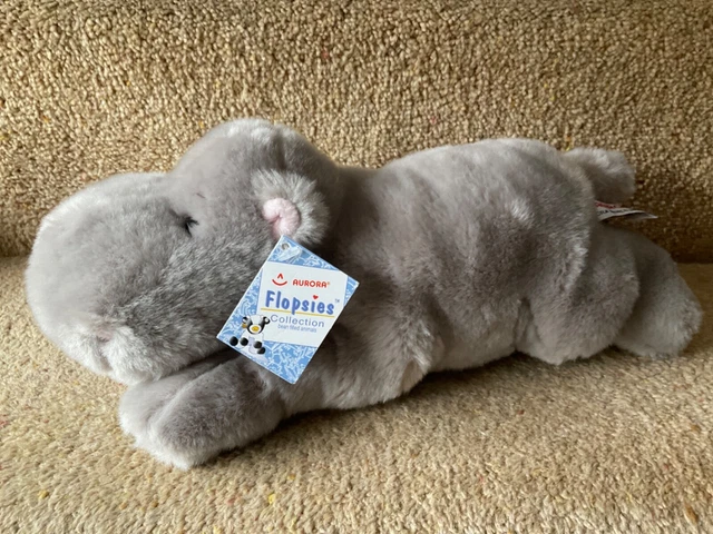 AURORA FLOPSIES COLLECTION Plush Beanie Howie Hippo 13” Soft Cuddly Toy ...