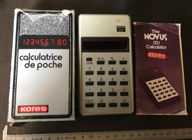 calculator calculatrice KORES NOVUS 821 ancienne vintage collection boite notice