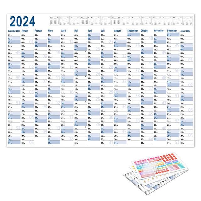 YEARLY WALL CALENDAR 2024 Annual Year Round Large Calendar 365 Poster