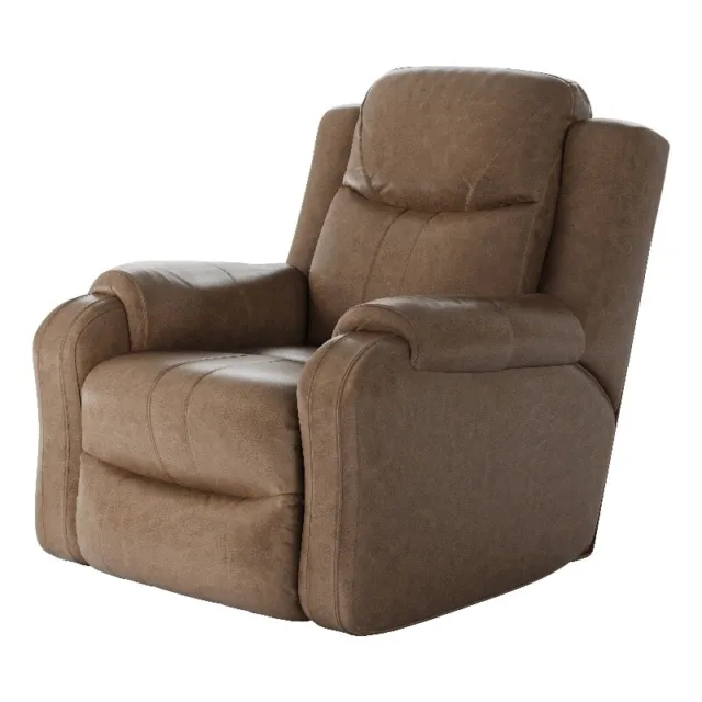 Southern Motion Marvel Leather Rocker Recliner w/ Power Headrest in Taupe Brown