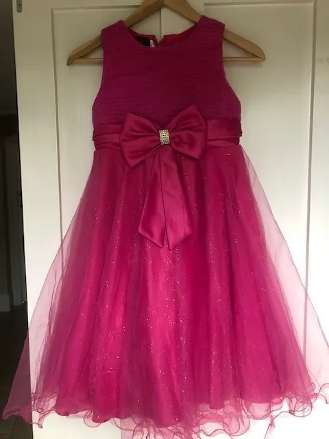 Girls Gorgeous Fusia Pink Party Dress Age 9-10