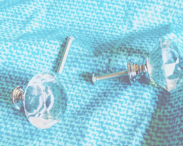 30mm Diamond Clear Crystal Glass Door Pull Drawer Knob Handle Cabinet Furniture