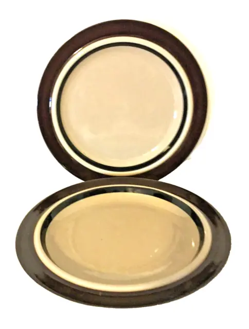 Arabia Finland Ruija  Set of  2 Salad Dessert Side Plates 8" Beige & Brown