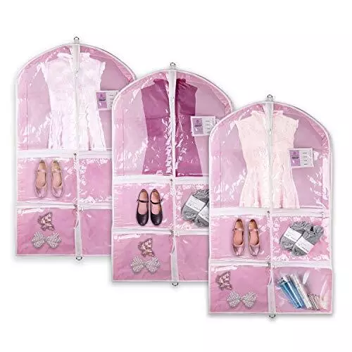 Hiverst Dance Garment Bag with Zipper Pockets Set Dance Costume Recital Compe...