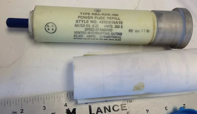 new WESTINGHOUSE 423D815A19 RDB-RBA-400 POWER FUSE REFILL, 250E-AMPS,FJ