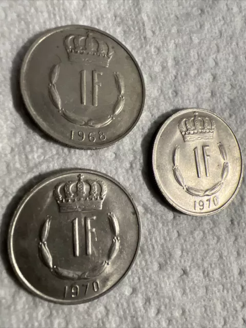 Luxemburg Luxembourg - 3 x Münzen 1 Franken 1978 - 1970 Jean Grand-Duc - Sammeln