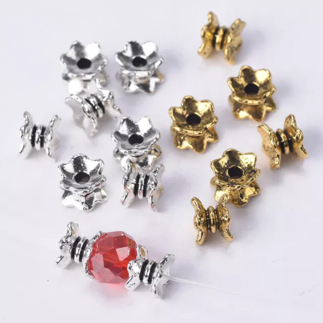 50pcs 7x5mm Antique Gold / Tibetan Silver Loose Zinc Alloy Metal Spacer Beads