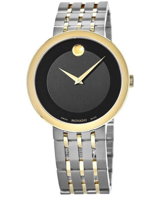 New Movado Esperanza Black Museum Dial Two-Tone Men's Watch 0607058