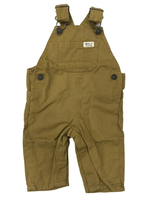 Carters Infant Boys 2pc Baby Outfit Brown Overalls & White Tiger Tee Set 2
