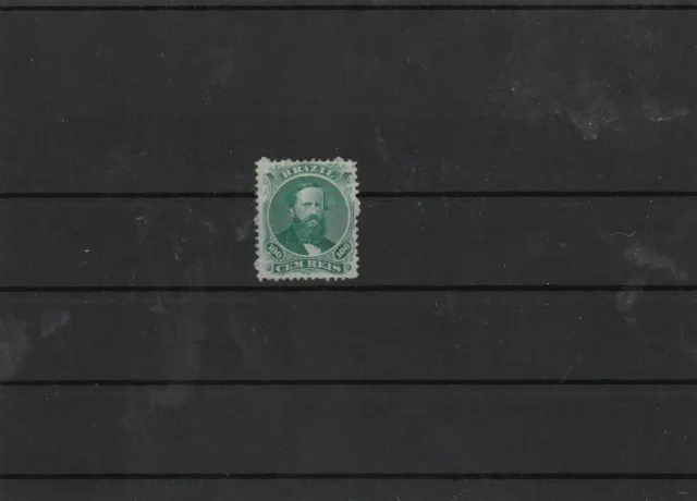 brazil 1866 100r green unused no gum mint cat £534  stamp ref 7400