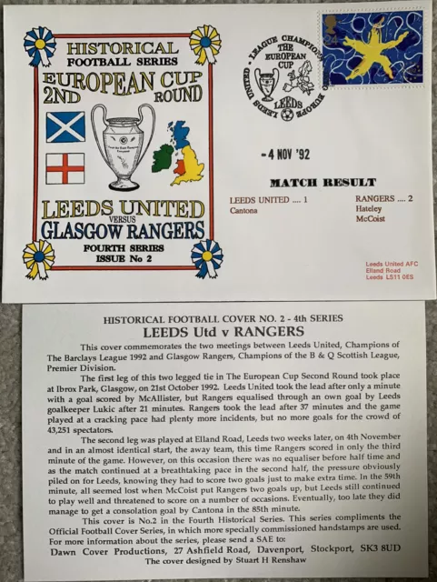 LEEDS UNITED v RANGERS 1992 FIRST DAY COVER