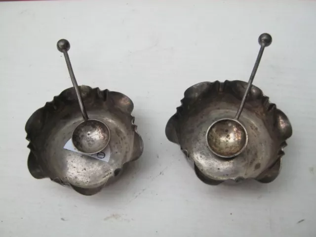 Birmingham 1886 Ciotole di sale argento sterling con cucchiai Joseph Gloster
