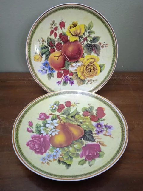 Pair (2) of Fenton China, Decorative Plates, Fruits' Pattern or Series