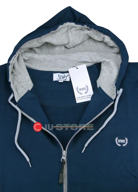 Felpa tuta in cotone leggero maglia aperta con zip cappuccio tasche TAGLIE FORTI 3