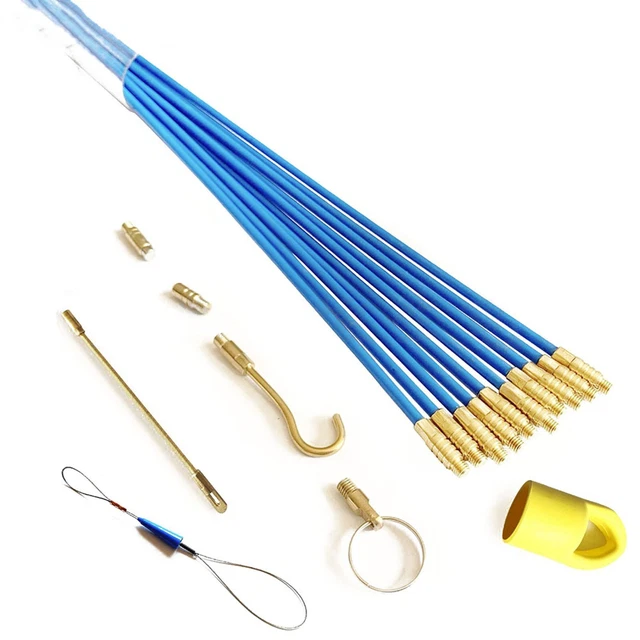 EFFICIENT FIBERGLASS CABLE Pulling Rods 10 Rods x 33cm Electric Cable ...
