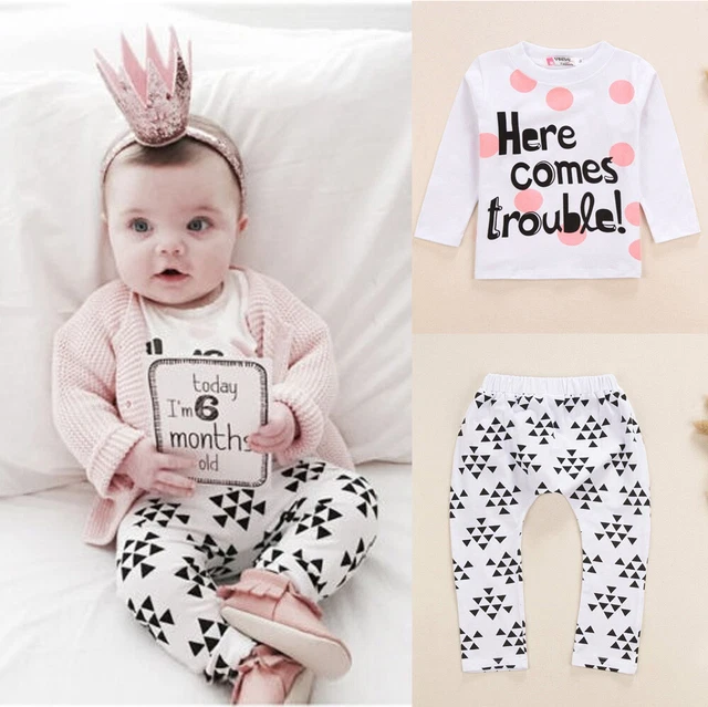 2PCS Newborn Infant Baby Boys Romper Tops Pants Tracksuit Clothes Outfits Set