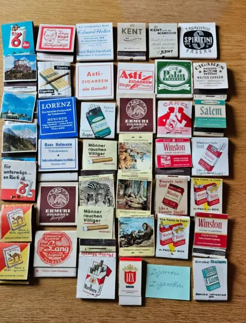 Zündholzbriefchen 50 Jahre alte Zigaretten und Zigarren