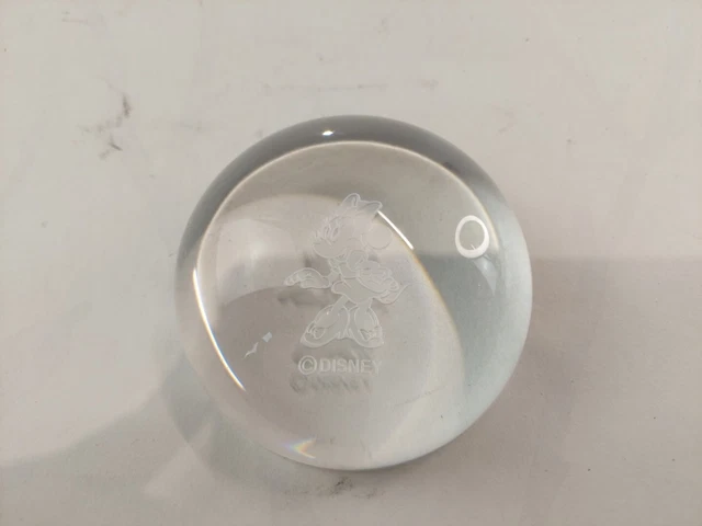 WALT DISNEY'S MINNIE Mouse Etched Clear Glass Paperweight Character 3.5 ...