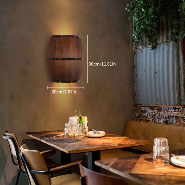 LED Wall Lamp Wood Country Wine Barrel Wall Lights Sconce Up Down Lighting