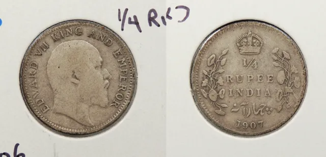 INDIA 1907-(c) 1/4 Rupee #WC89126