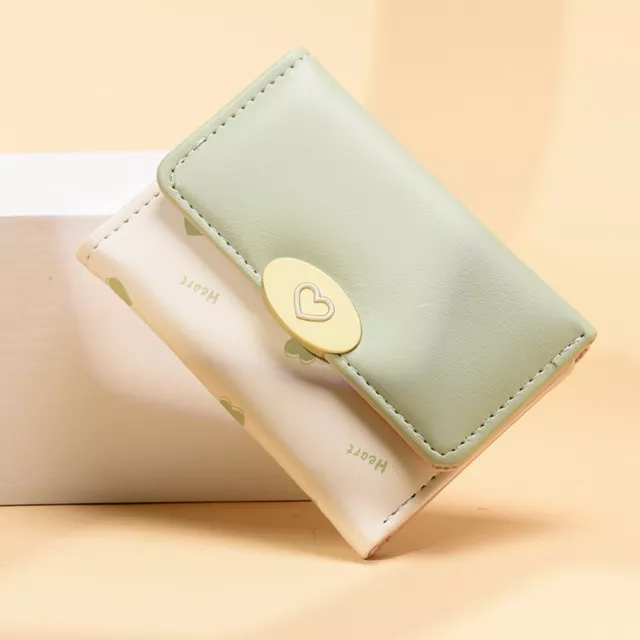 HEART-SHAPED SHORT WALLETS Triple Fold Coin Purse Fashion Small Wallets ...