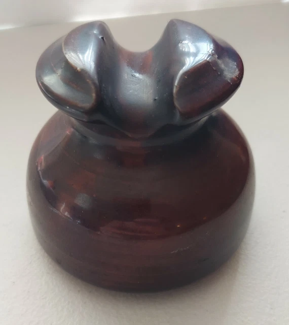 VINTAGE/ANTIQUE - Ceramic Brown Electric Pole Insulator By LOCKE USA - Top Rest