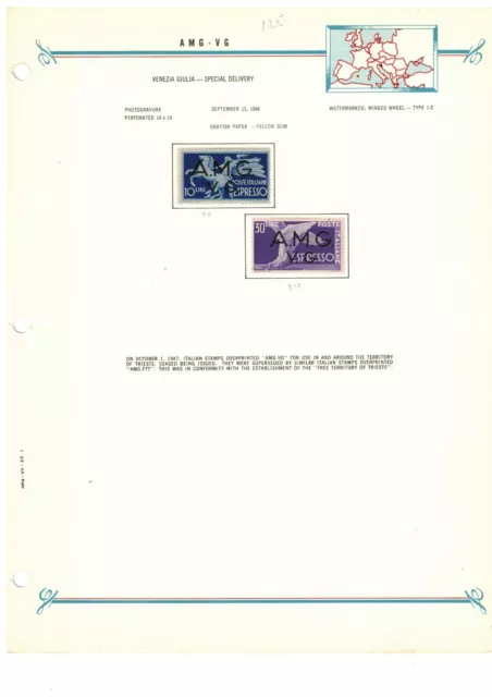 Italy Trieste AMG-VG 1946 Express Post Pair on Bush Album Page MLH