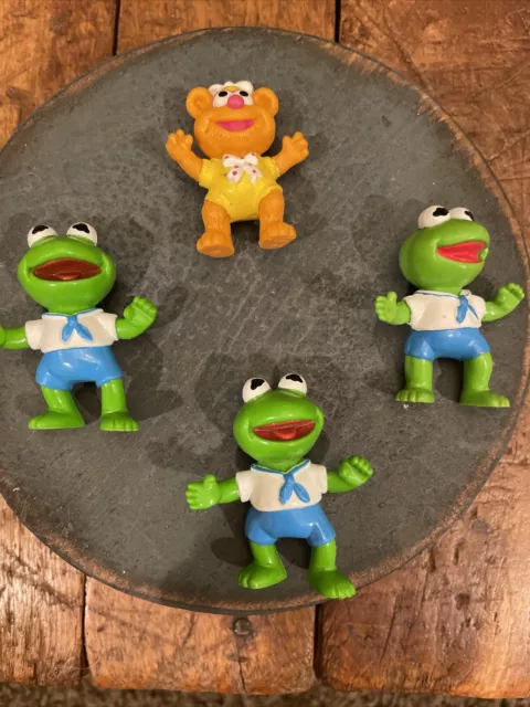 Baby Fozzie & Baby Kermit X 3 Mini Figure PVC 1986 Muppet Babies McDonalds