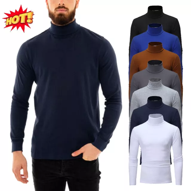 Pull À Col Roulé Pour Hommes Manches Longues Chaud Décontracté Slim Fit T- F