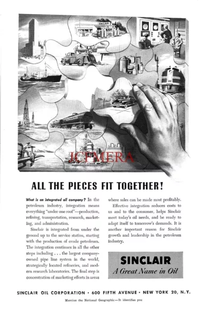 SINCLAIR Oil Corporation ADVERT Original Vintage 1952 Print Ad 691/130