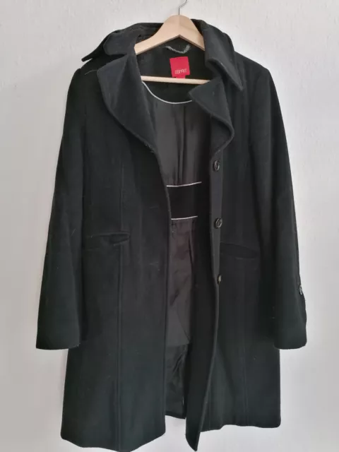 Schwarzer warmer Esprit Damen Winter Mantel Gr. M -  70%Wolle