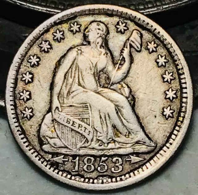 1853 Seated Liberty Half Dime 5C Arrows Choice 90% Silver US Coin CC21607