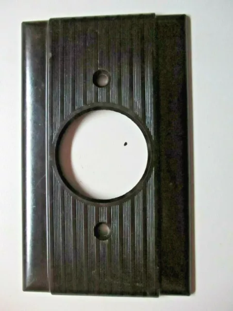 Uniline Deco Ribbed Lines Brown Bakelite Mono Outlet Wall Plate Cover Vtg MCM