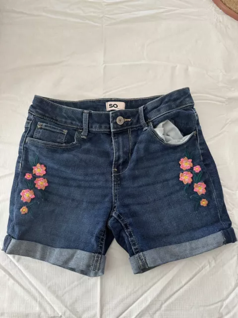 So, Girls, Jean Shorts, Size 12 Flowers