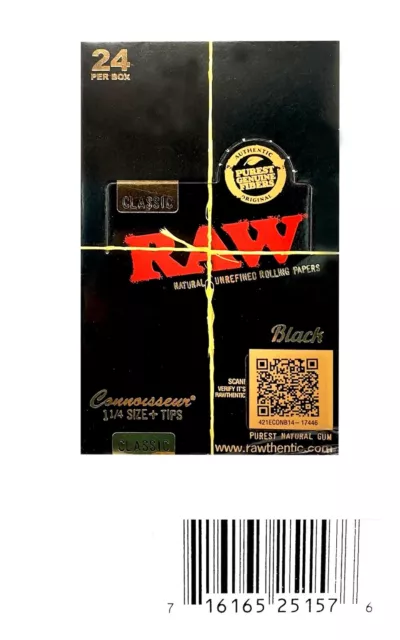 24 X Booklets RAW 1-1/4 Black Classic Papers +Tips. FREE SHIPPING