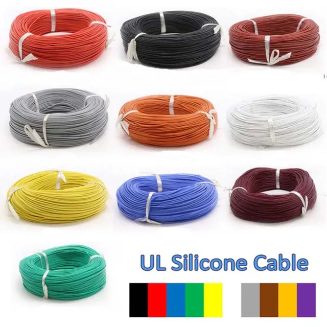 Câble silicone UL 2/4/6/7/8/10/11/13/14/15/16/17/20/24/26/30 AWG 0,08 mm 2