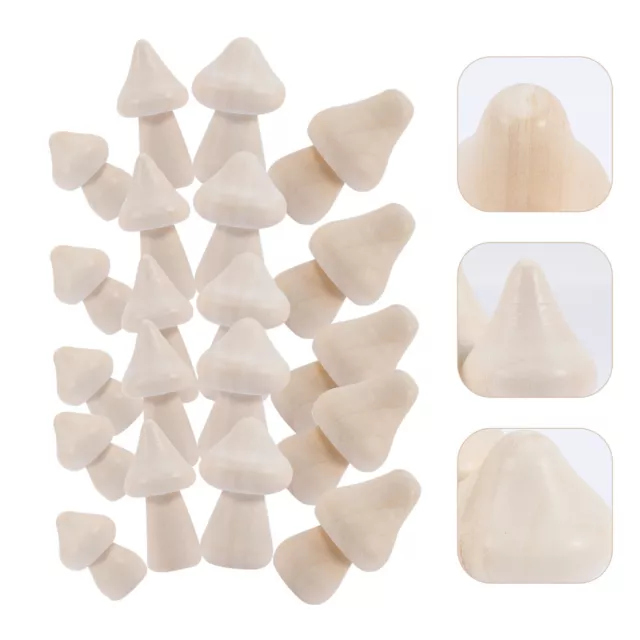 20Pcs Unfinished Wood Mushroom Figures for DIY Crafts and Miniature Toys-SO