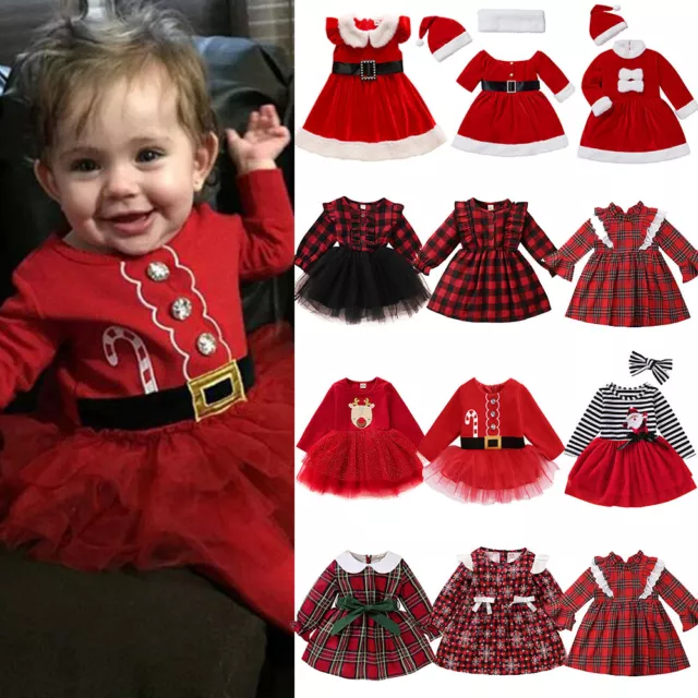 Newbron Baby Girls Christmas Tutu Dress Kids Xmas Party Princess Dresses Outfits