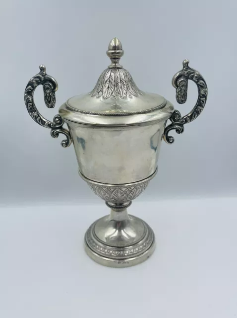 Antique 800 Silver Hand Chased Ornate Covered Top Lid Chalice Cup Goblet