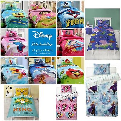 Single Duvet Cover Bedding Set Disney Lion King Frozen Minnie Mouse Bed Sheet UK