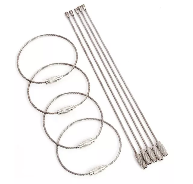 10x Anneaux Bagues pour Clés De Câble Traction Ø50mm Porte-Clés Clé Acier Inox